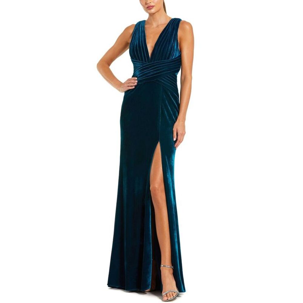 Mac Duggal Womens  Velvet Gown, Blue